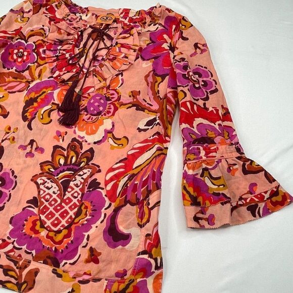 Tory Burch Gwenna Tassel Tie Floral Blouse - Picture 9 of 10